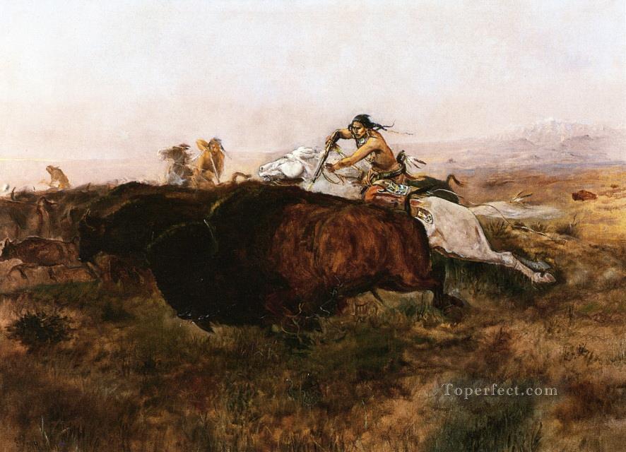 caza de búfalos 10 1895 Charles Marion Russell Pintura al óleo